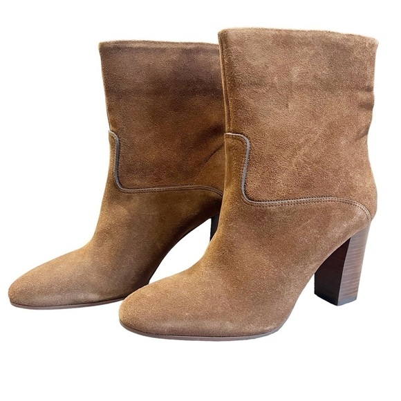 POLO Ralph Lauren Ankle Boots Size 9 Tan Suede Heeled Booties Brindley in Box - Picture 2 of 12